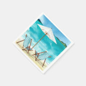Beach Scene met twee strandstoelen en paraplu's Servet (Hoek)