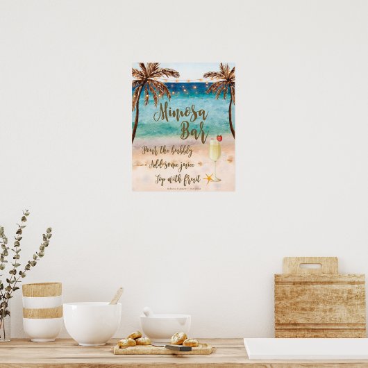 Beach scène Mimosa Bar, bruiloft enz. Poster (Keuken)