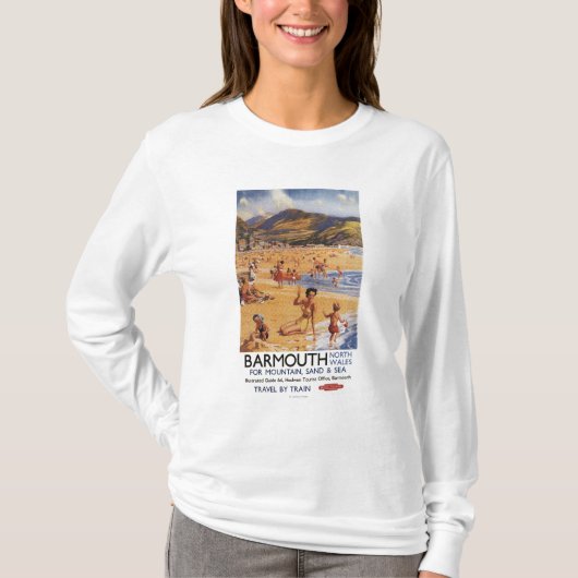 Beach Scene Moeder en Kinder British Rail T-shirt (Voorkant)