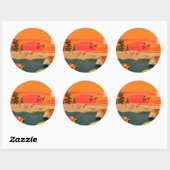 Beach Scene Natuur Shell Clay Folk Art Ronde Sticker (Vel)