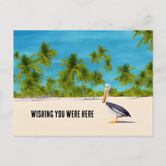 Beach Scene Palm Trees Pelican Ocean Uitzicht Brie Briefkaart (Voorkant)
