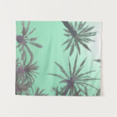 Beach Scene Pastel Blue Palm Print Wandkleed (Voorkant (horizontaal))