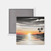 Beach Scene Refrigerator Magnet - Coastal Charm De (Voorkant / Achterkant)