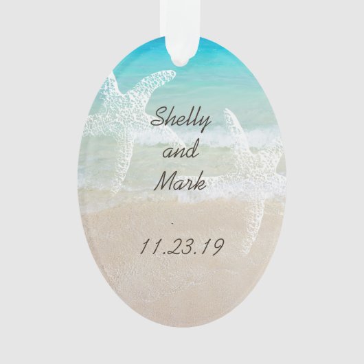 Beach Scene Starfish Wedding Favor Ornament (voorkant)