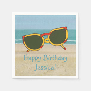 Beach Scene Sunbril Name Birthday Napkins Servet