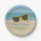 Beach Scene Sunglazen Specialized Birthday Bord (Voorkant)