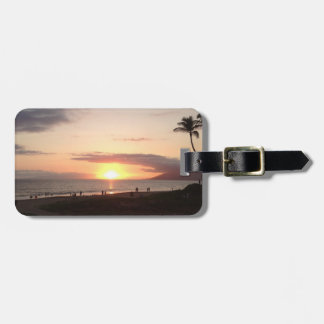 Beach Scene Sunset Maui Hawaii Ocean Bagagelabel