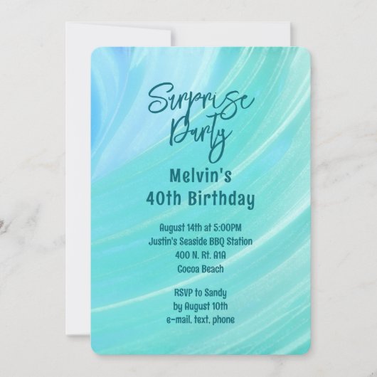 Beach Scene Surprise Party Custom Age Uitnodiging (Voorkant)