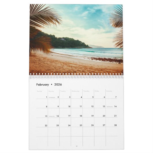 Beach Scene Tropical Oasis Kalender (Feb 2026)