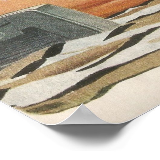 Beach scène uit 1950 poster (Hoek)