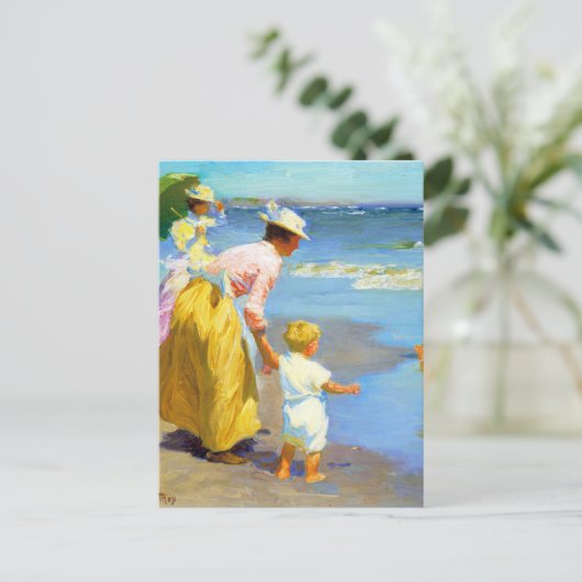 Beach scène van Edward Henry Potthast Briefkaart (Staand voorkant)