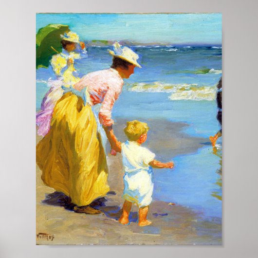 Beach scène van Edward Henry Potthast Poster (Voorkant)