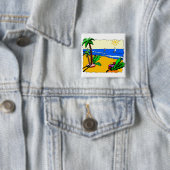Beach Scene Vierkante Button 5,1 Cm (In situ)