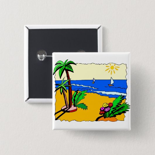 Beach Scene Vierkante Button 5,1 Cm (Voorkant /achterkant)
