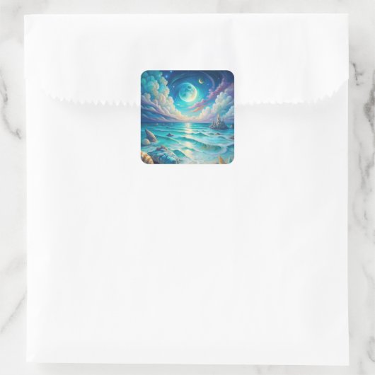 Beach Scene  Vierkante Sticker (Tas)