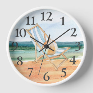Beach Scene Waterverf Clock