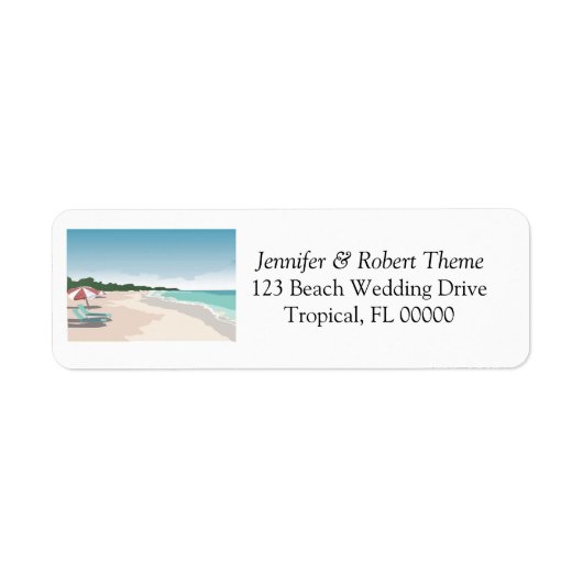 Beach Scene Wedding Adresetiketten Etiket (Voorkant)