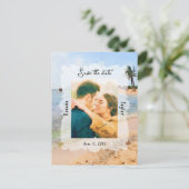 Beach Scene Wedding Photo Save Date Briefkaart (Staand voorkant)