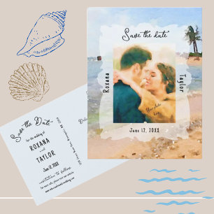 Beach Scene Wedding Photo Save Date Briefkaart