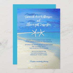 Beach Scene White Starfish Weddenschap Kaart