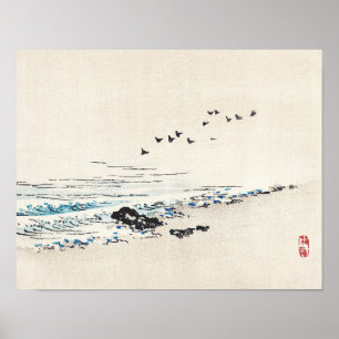Beach scenery van Kōno Bairei Poster