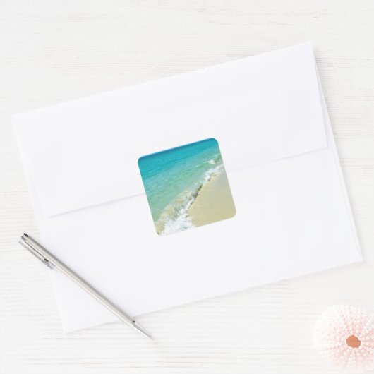 Beach scenery vierkante sticker (Envelop)