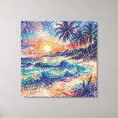 Beach Scribbles - Line Art Style Landscape Canvas Afdruk (Voorkant)