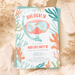 Beach Scuba duikend waterverf zee life Sweet 16 Kaart<br><div class="desc">Laten we naar binnen duiken en een of andere vintastische lol maken! Maak een spetter op je zoete 16-jarig feestje met onze waterverf Scuba-duikende zee levensillustraties. Ideaal voor de onderwateravonturier in jou! Met een snorkelmasker gevuld met vissen, schildpadden en schattige dieren in het zee, met oranje koraal en blauwe algen....</div>