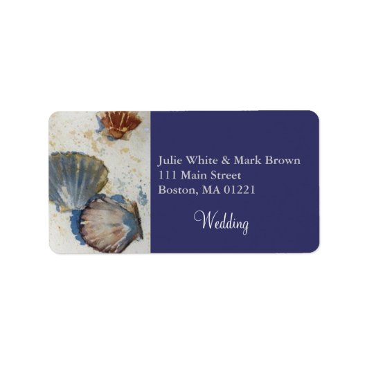 Beach Sea Shells Bruiloft Retouradres Label (Voorkant)
