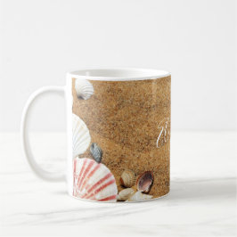Beach Sea Shells Monogram Vacation Island Koffiemok