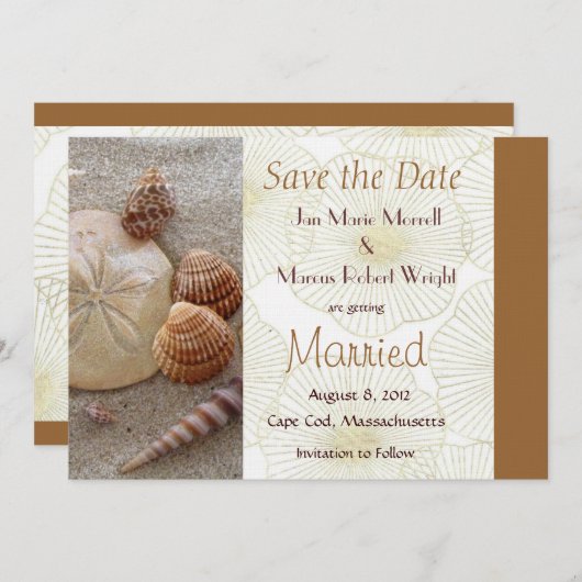 Beach sea Shells Weddenschap Save the Date Card (Voorkant / Achterkant)