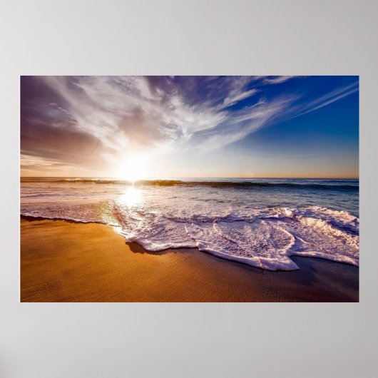 Beach Sea Sunset Sun Sunlight Sand Coast       Poster (Voorkant)