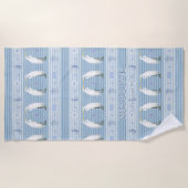 Beach Sea Turtle Seahorse Egret Blue Personalized Strandlaken (Voorkant)