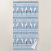 Beach Sea Turtle Seahorse Egret Blue Personalized Strandlaken (Voorkant)