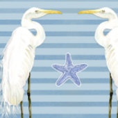 Beach Sea Turtle Seahorse Egret Blue Striped Bath Douchegordijn