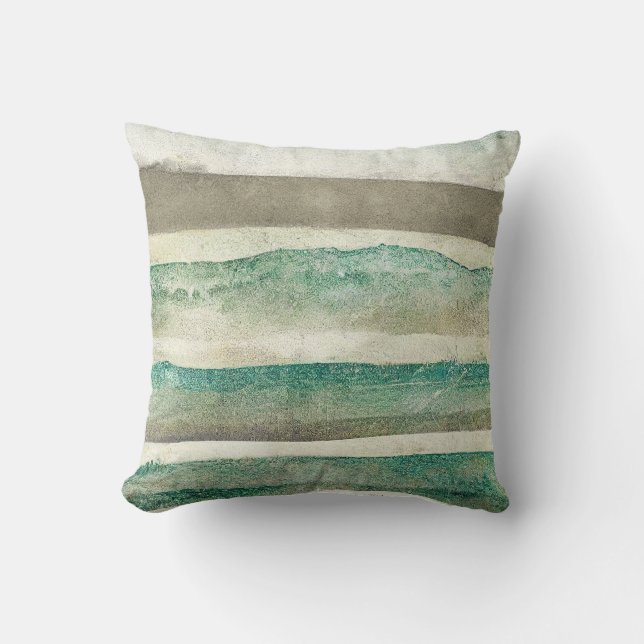 Beach Seafoam Green, Sage en romig natuurlijk zand Kussen (Voorkant)