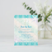 Beach Seahorse Aqua Wedding Save the Date (Staand voorkant)
