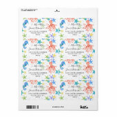 Beach Seahorse Red Octopus Starfish Baby shower Etiket (Full Sheet)