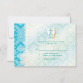 Beach Seahorse Turquoise Wedding RSVP (Voorkant)