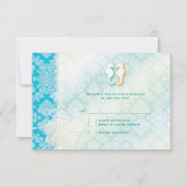 Beach Seahorse Turquoise Wedding RSVP