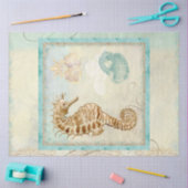 Beach Seahorse Waterverf Ephemera ontkoppeling Art Tissuepapier (Craft)