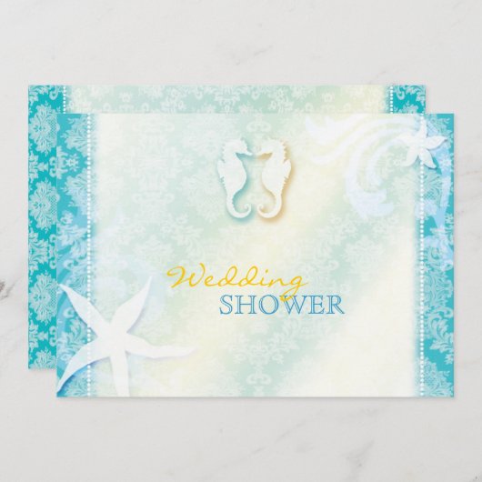 Beach Seahorse Wedding Couples Shower Kaart (Voorkant / Achterkant)