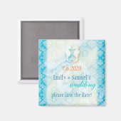 Beach Seahorse Wedding Save the Date Magneet (Voorkant / Achterkant)