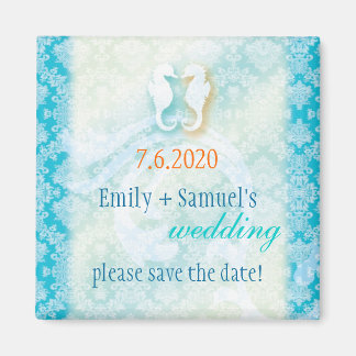 Beach Seahorse Wedding Save the Date Magneet