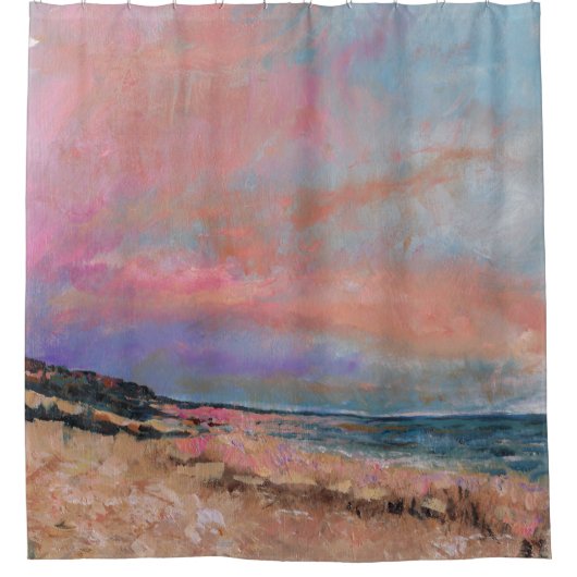 Beach Seascape Fine Art Beach Painting Douchegordijn (Voorkant)