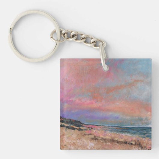 Beach Seascape Fine Art Beach Painting Sleutelhanger (voorkant)