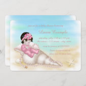 Beach Seashell Baby Girl Shower Kaart (Voorkant / Achterkant)