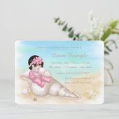 Beach Seashell Baby Girl Shower Kaart (Staand voorkant)