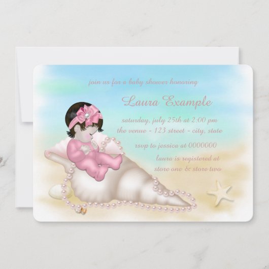 Beach Seashell Baby Girl Shower Kaart (Voorkant)