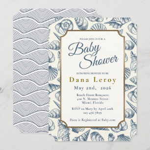 Beach Seashell Baby shower Uitnodiging